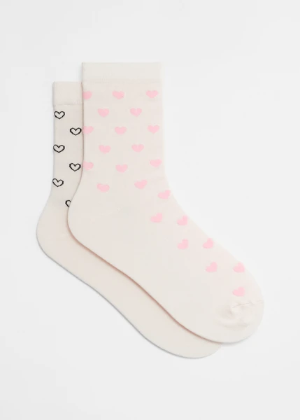Lot de 2 paires de chaussettes à motif cœurs