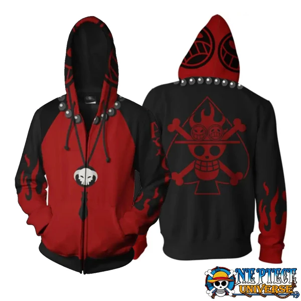 ACE in One Piece Anime Zipper Hoodie Cosplay Fleece 3D | One Piece Universe Store