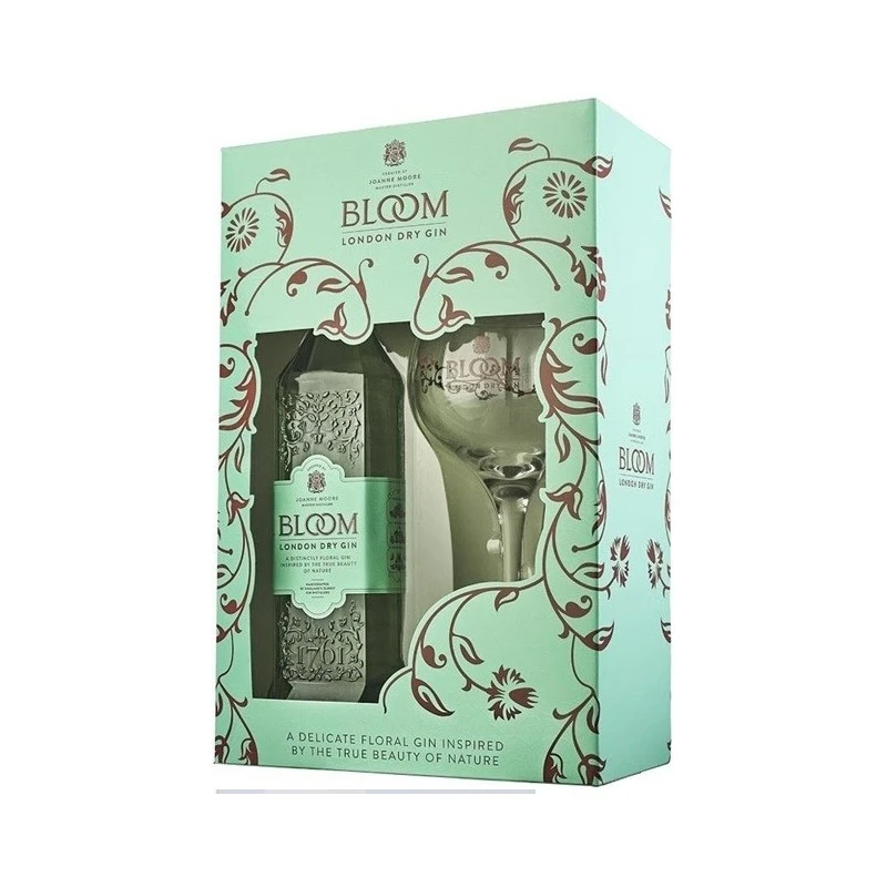 BLOOM COFFRET 1 VERRE LONDON DRY GIN ANGLETERRE 70CL 40°