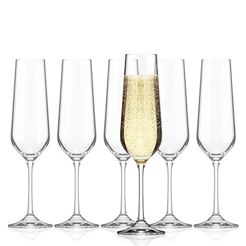 SAHM Verre Champagne | Flute Champagne | Lot de 6 | Verre a Champagne 200ml | Coupe Champagne Cristal | Lavable au Lave-Vaisselle | Longévité