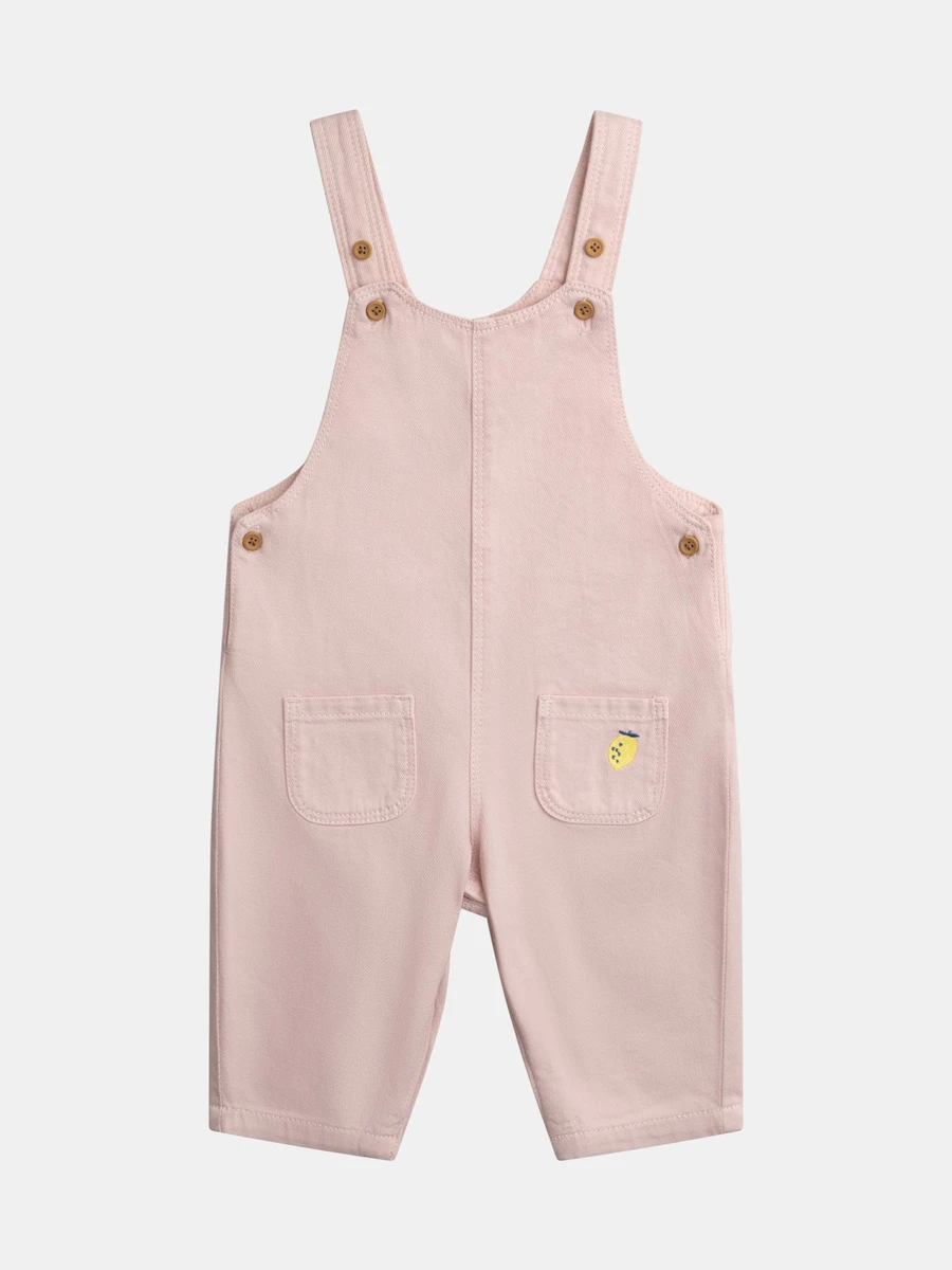 Salopette rose vintage avec broderie citron pour bébé fille