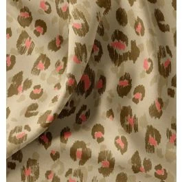 Tissu cretonne imprimé léo flou beige