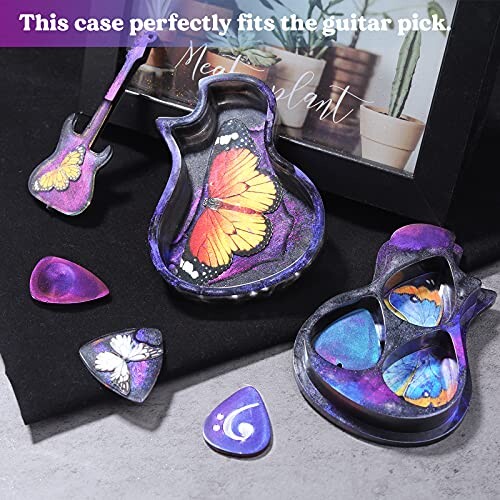 LET'S RESIN Médiator de Guitare Moule Resine Epoxy, Guitare Triangle Plectre Moule Silicone Resine &amp; Guitare Pick Case Moule Résine, Moule en Silicone Pour Resine
