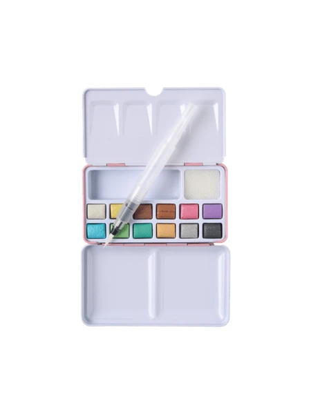Set de peinture à l’aquarelle Rose | 12,4 x 6,8 x 2 cm. 12 couleurs. | Multi