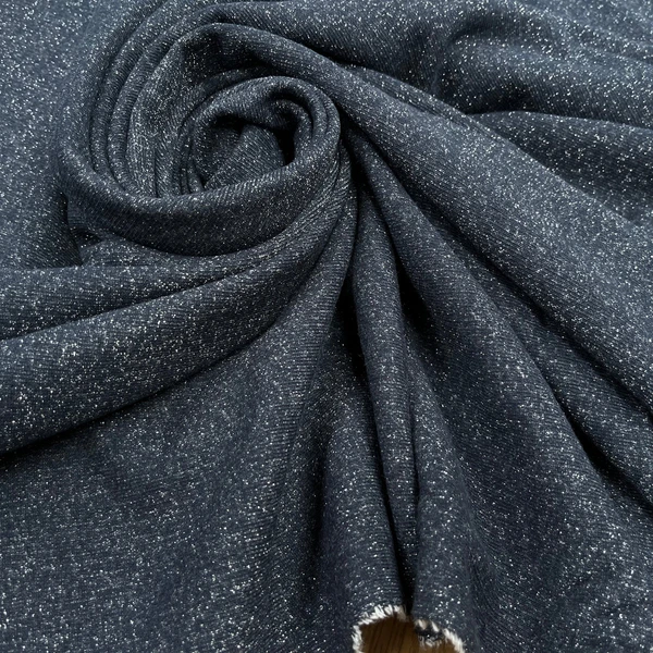 MOLLETON FIN LUREX ARGENT BLEU MARINE