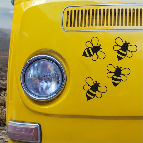 Bumble Bee Vinyl Decal - Pack of 4 Bees - Bee Car Decal, Bee Car Stricker, Bee Gift, Bee Wall Sticker