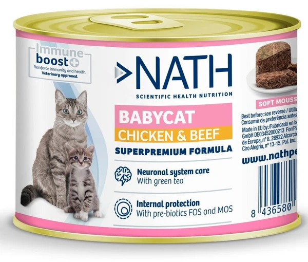 Nath -Patée Kitten au poulet et bœuf pour Chatons moins 4 mois -200g | Animalis