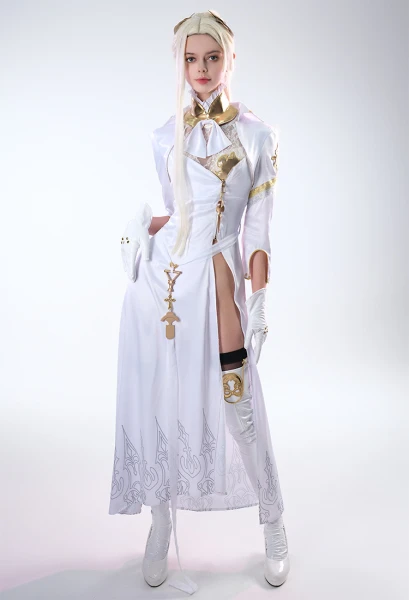 N Automata Costume de Cosplay Commander White Ensemble de Robe Blanche et Couvre-jambes