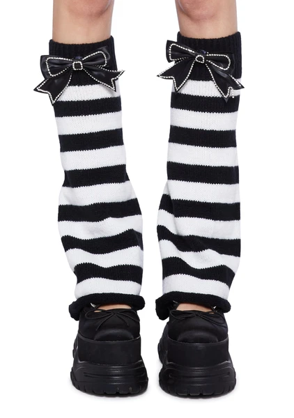 Stripe Leg Warmers- Black