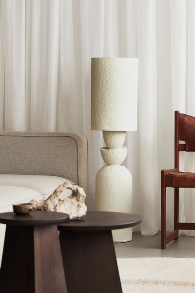 Papier-mâché floor lamp