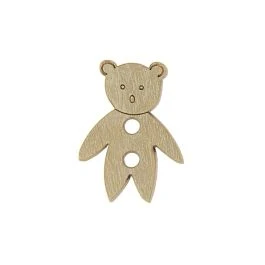 Bouton bois nounours 19mm 2 trous (3 pièces)