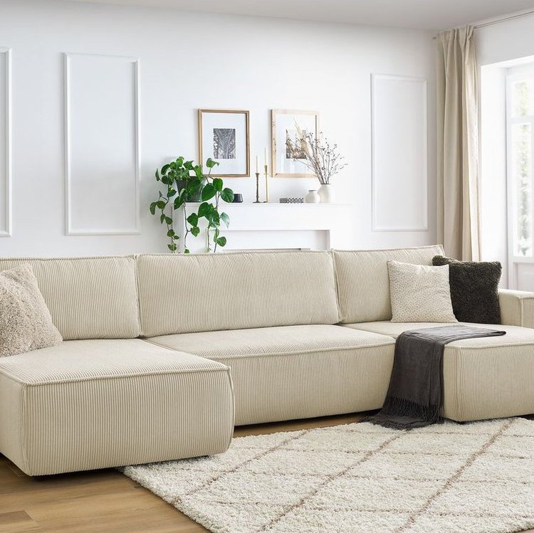 Canapé Panoramique Convertible Nihad Velours Côtelé Votre