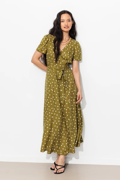 Robe longue portefeuille pois