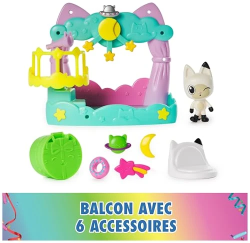 Gabby et la Maison Magique - Gabby Dollhouse - Balcon Observatoire Pandy Pattes - 1 Figurine Et 6 Accessoires - Dessin Animé Jouet Maison De Poupée - Jouet Enfant 3 Ans Et +