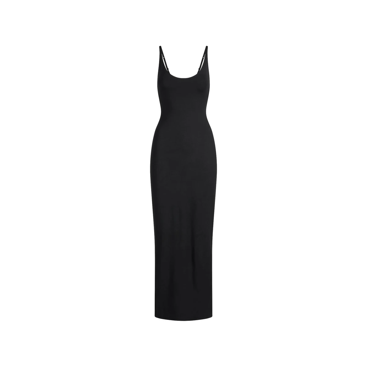 SMOOTH LAYERS SCOOP NECK LONG DRESS | OBSIDIAN
