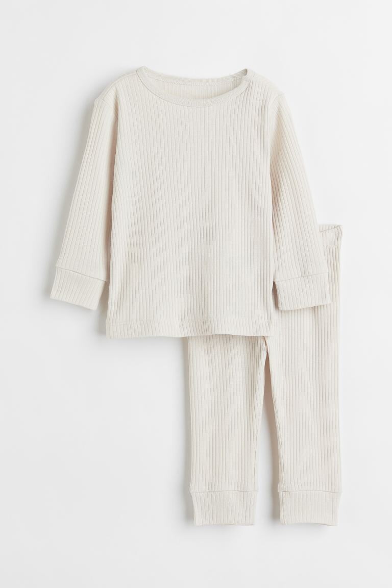 Ensemble en coton côtelé - Beige clair - ENFANT | H&M BE
