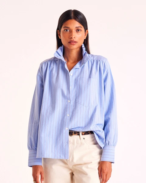 Chemise Leonor rayures bleu et rouge