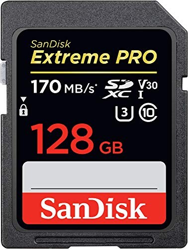 Carte mémoire SDXC SanDisk Extreme PRO 128 Go jusqu'à 170 Mo/s, Classe 10, U3, V30, 4K UHD