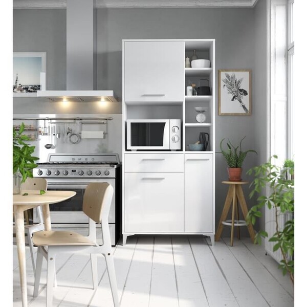 Buffet de cuisine - Blanc brillant - Contemporain 