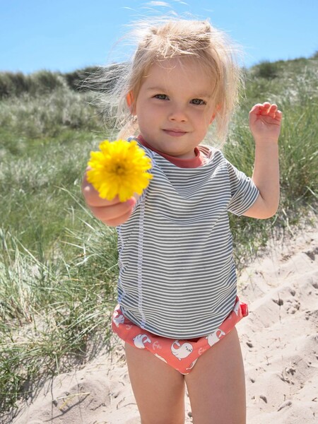 T-shirt de bain rayé bébé anti-UV LÄSSIG corail - Lassig
