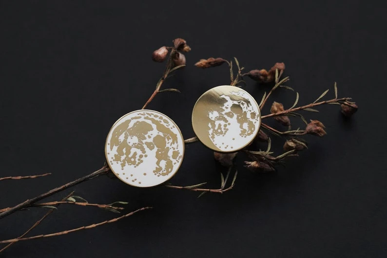 Moon enamel pins set of 2