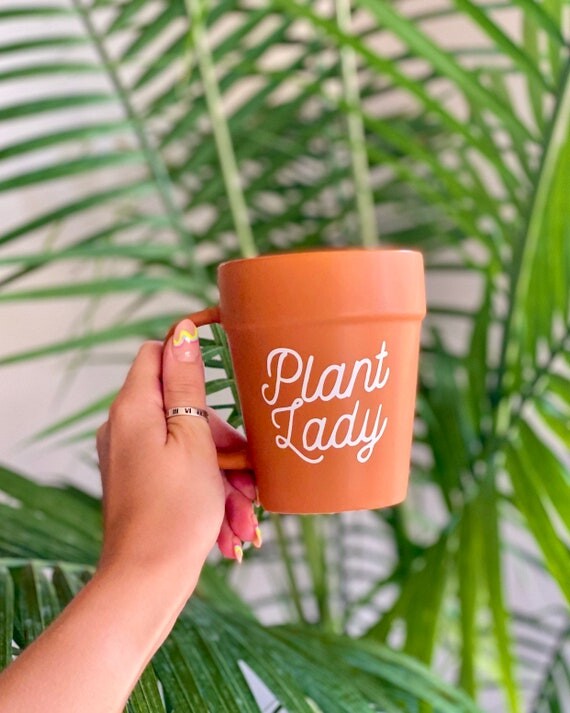 Plant Lady Cursive Terra-cotta Pot Mug | Gifts for Her | Christmas Gifts | Plant Gifts | Planter | Cute Gifts | Gift Ideas | Birthday Gifts