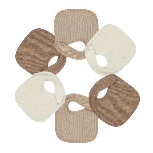 Lot de 6 bavoirs de naissance nid d'abeille - Beige/chocolat - TROIS KILOS SEPT