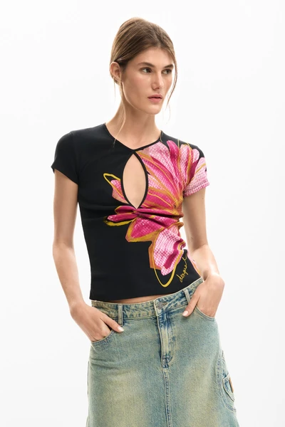 T-shirt ouverture fleur