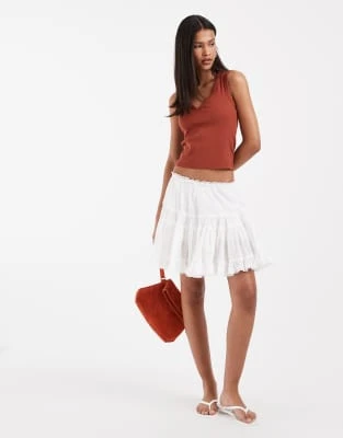 ONLY - Jupe-short à volants - Blanc