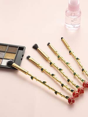 Amazon.com: Rose Eye Makeup Brush Set - 5pcs Wand Makeup Brushes with Soft Synthetic Fiber and Metallic Handle for Eyebrow, Eyeshadow, Foundation, Blending and Lips, Great Gift for Sister Girlfriend, Gold: Beauty