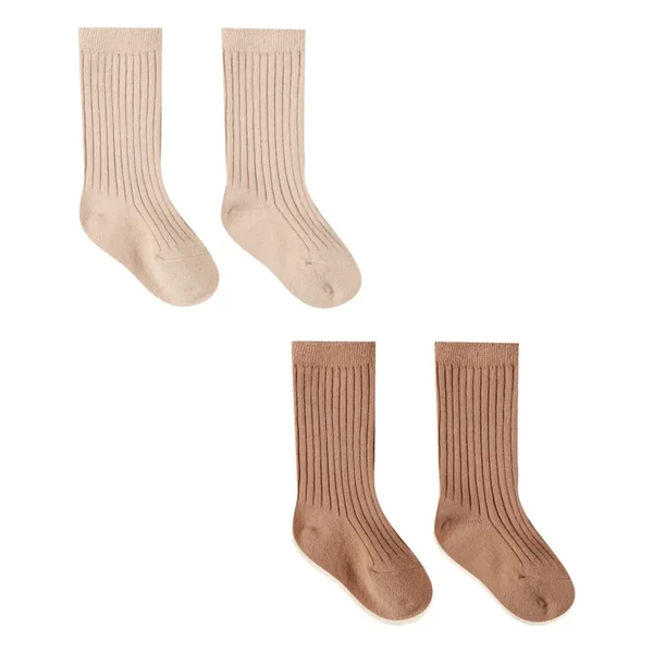 Quincy Mae - Lot 2 Chaussettes Côtelées - Rose | Smallable