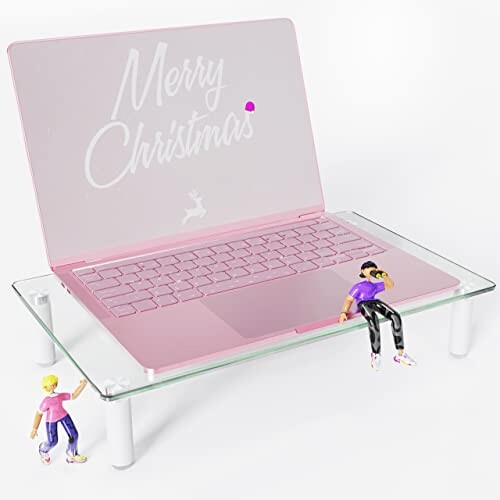 PUTORSEN® Verre Trempé Moniteur Stand - Support Ordinateur Portable, Support Ecran PC 8cm de Hauteur pour Laptop/Imprimante/Projecteur