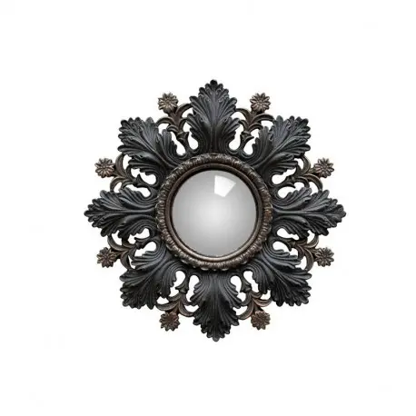 Acheter Miroir convexe Feuilles Noires et Fleurs, Chehoma