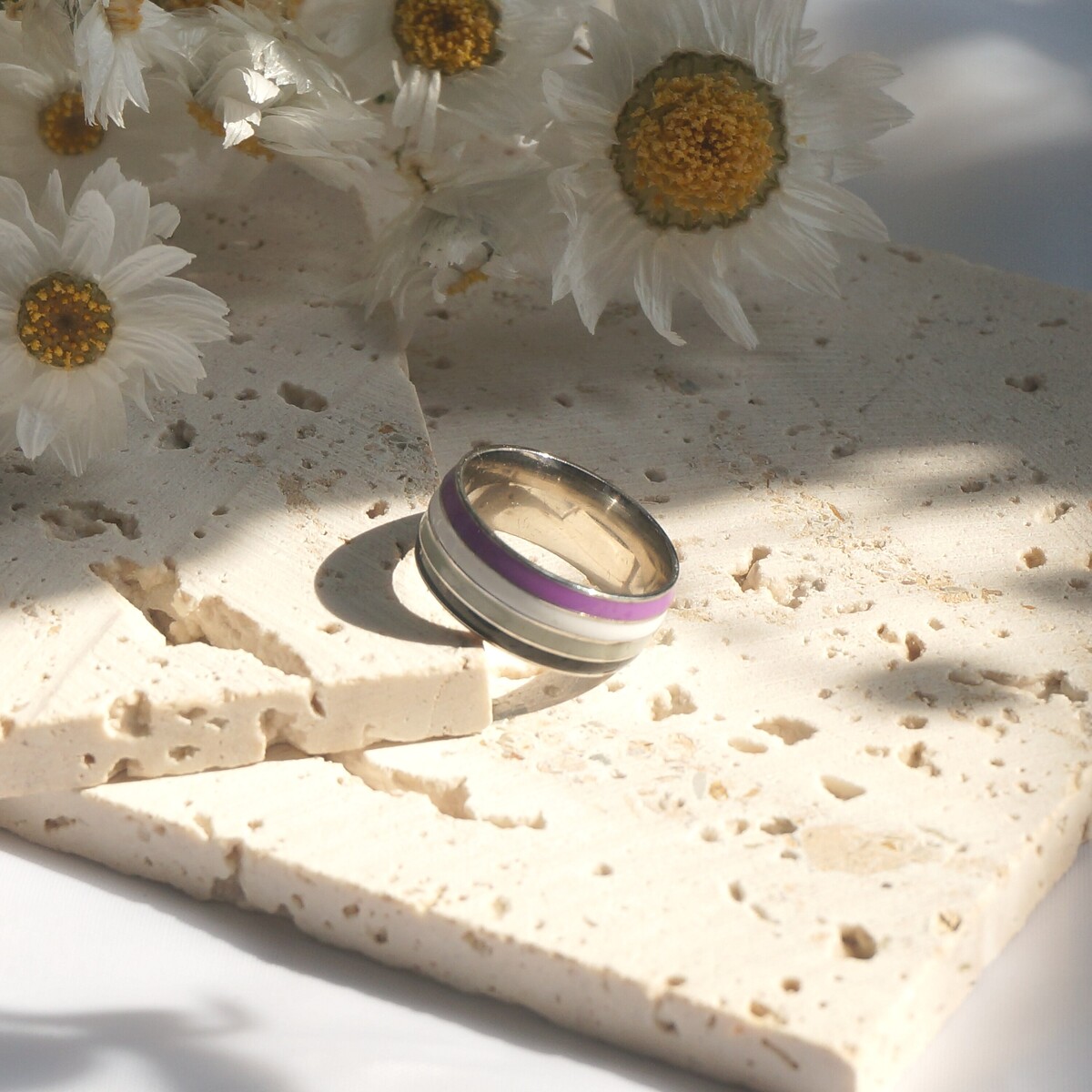 Bague Gay arc-en-ciel en acier inoxydable, accessoire asexuel à la mode