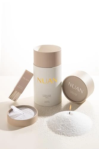NUAN Sable pour bougie avec mèche, idée cadeau, idée cadeau, cire végétale, naturelle, 500 g, 30 mèches, bougies en perles, végétaliennes, sans odeur, sans parfum