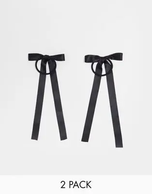 ASOS DESIGN - Lot de 2 pinces à cheveux avec nœud - Noir satiné