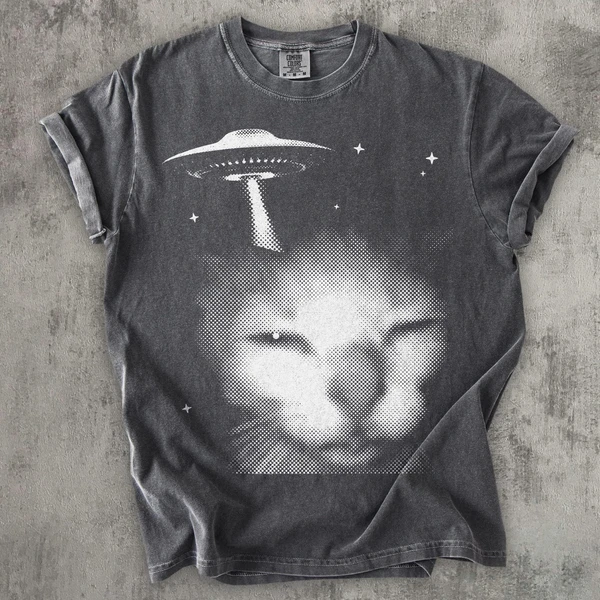 T-shirt Alien Cat de l'an 2000, t-shirt graphique vintage des années 2000, chemise rétro des années 90, t-shirt chats stupides, cadeaux pour