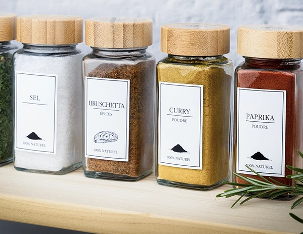 24 pots à épices en verre - Bambou