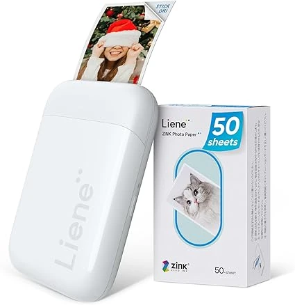 Liene Mini Imprimante, 2 x 3 Imprimante Photo Portable avec 50 Zink Papiers à Dos Collant, Bluetooth 5.0, Compatible avec iOS & Android, Application Dédiée, Imprimante Photo pour iPhone(Blanc)
