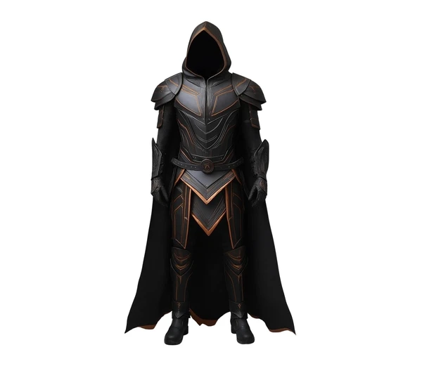 The Midnight Phantom – Medieval Hooded Cloak & Black Leather Armor – Authentic Cosplay Armor Costume – Fantasy Samurai Outfit & Ultimate Warrior Costume for Men