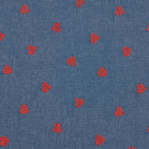Chambray Cœurs au point de croix – bleu jean