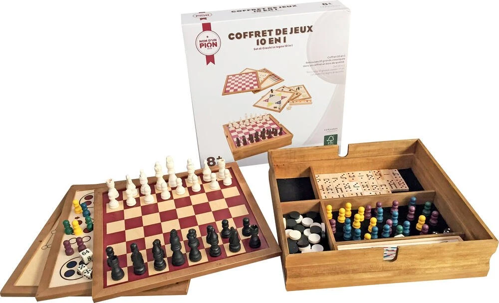 COFFRET JEUX EN BOIS 10 EN 1
