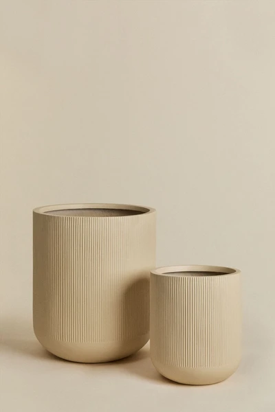 Ensemble de 2 pots de fleurs d'extérieur Ø45 cm / Ø30 cm en polystone Raiden