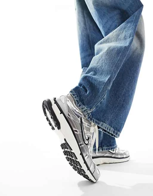 Nike P-6000 unisex trainers in metallic silver