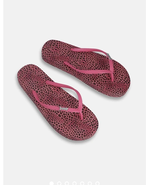 TONGS À PLATEFORME À IMPRIMÉ GUÉPARD ROSE