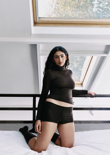 Shorty en laine marron