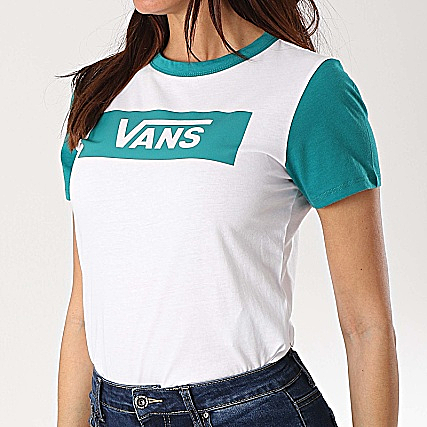 Vans - Tee Shirt Femme Tangle Range A3ULLUWJ Blanc Vert - LaBoutiqueOfficielle.com
