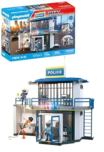 Playmobil | Action Heroes | Poste de Police avec Local de Recherche | Jouet de Police Plein d'action | avec de Nombreux détails passionnants | pour Enfants à partir de 4 Ans | 71874