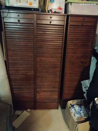 Armoire classeur à rideau vintage