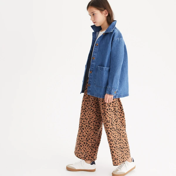 Pantalon large, imprimé animalier, gaze de coton